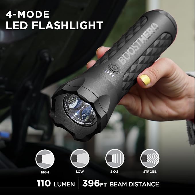BoostHero Portable Car Battery Jump Starter, 000mAh Power Bank, LED Flashlight - Image 3