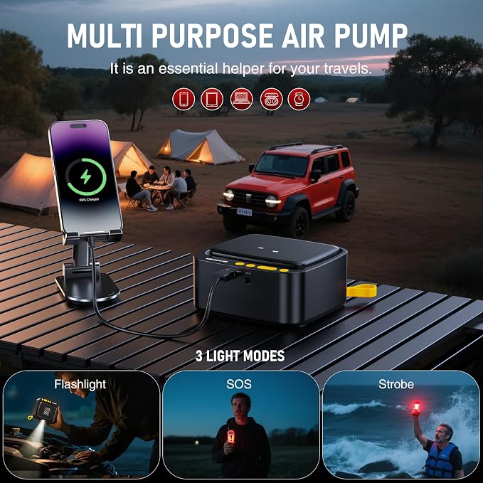 NEXPOW Tire Inflator Portable Air Compressor, 180 PSI Cordless Air Pump - Image 7
