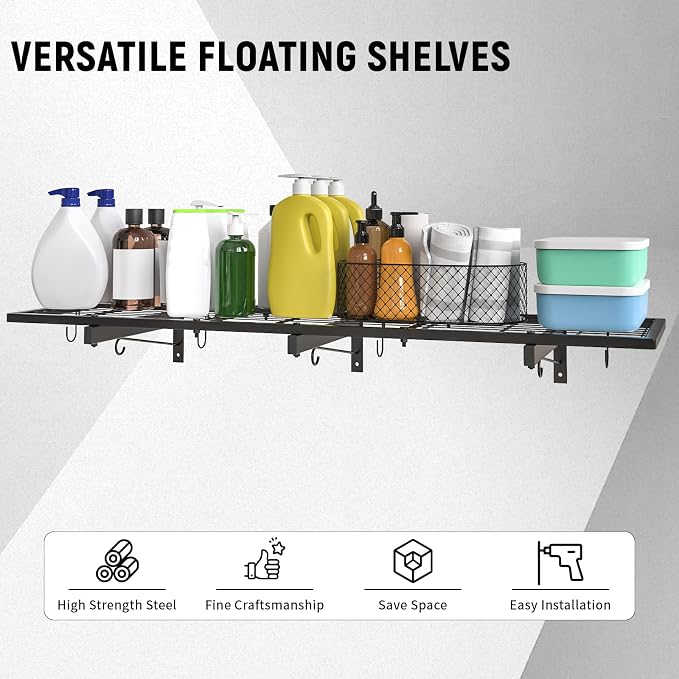 Garage Wall Shelves, 1 Shelf, Modern Style, Heavy Duty, 160 LBS Capacity - Image 3