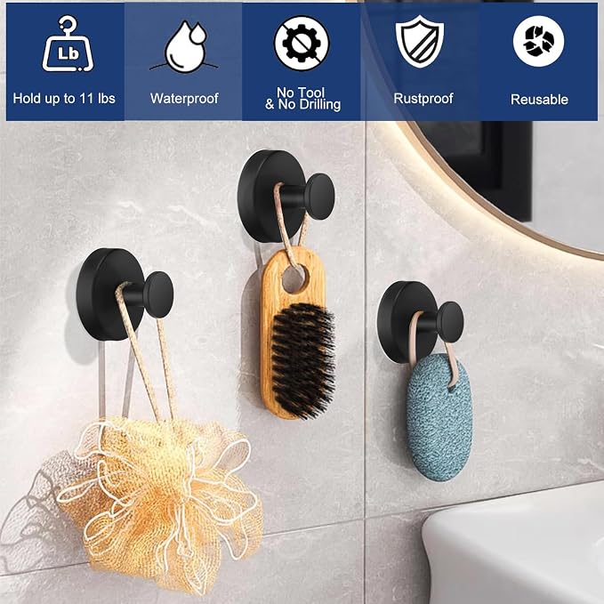 2 PCS Suction Cup Hooks for Shower, Hooks for Inside Shower, Removable Towel - Image 5