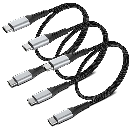 2ft USB C to USB C Cable, 3 Pack Braided USB C to C Charging Cord 60W/3A Type C by PEAKLIFT