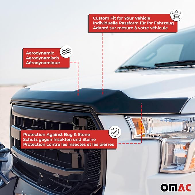 OMAC Front Bug Shield Hood Deflector Guard fits Hyundai Tucson 2022-2025 Black - Image 3