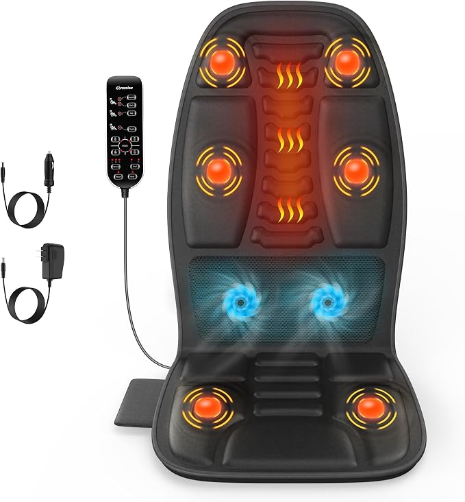 Massage Seat Cushion with Heat, Cooling Back Massager by COMRELAX