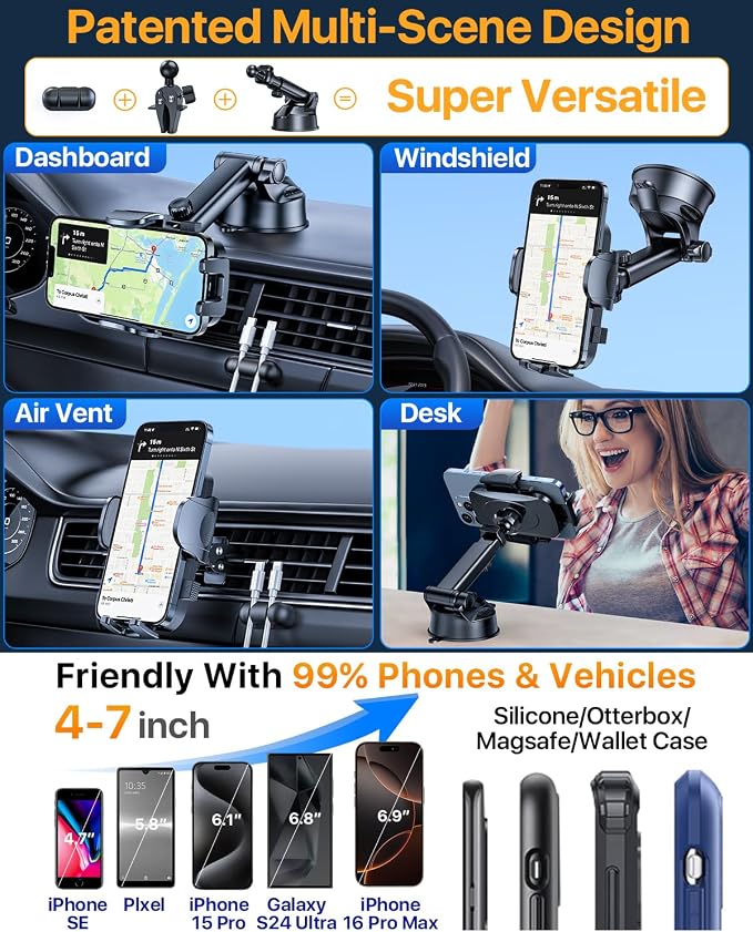 YRU Car Phone Holder Mount, Dashboard Cell Phone Holder - Image 5
