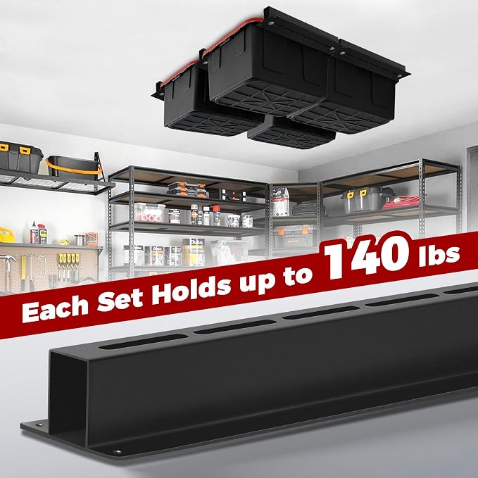 Adjustable Overhead Garage Storage Rack System – Heavy-Duty Ceiling Bin Rail - Image 6
