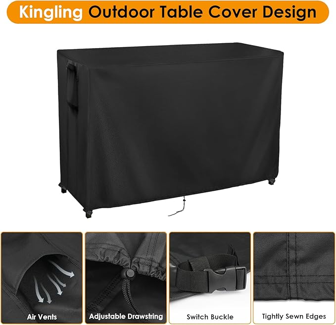 Kingling Outdoor Table Cover for Bar Table, 72 Inch Waterproof Patio Bar Cover - Image 2