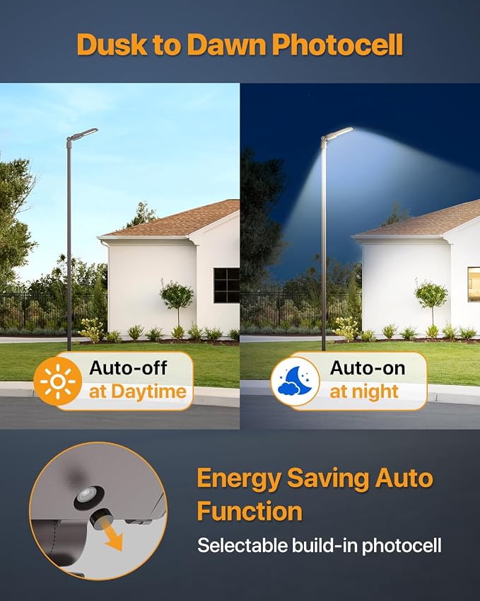 Parking Lot Light 200W 30, 000LM Slip Fitter 200 Watt Led Street Pole Light - Image 4