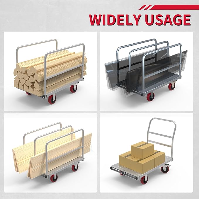 2IN1 Steel Panel Truck Cart, Lumber Cart Drywall Dolly，2500LBS Heavy Duty - Image 2