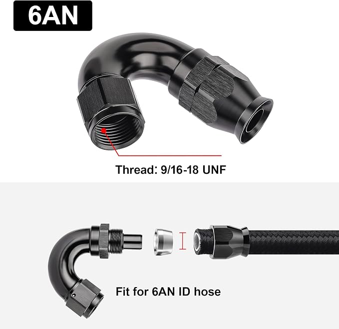 EVIL ENERGY 6AN 150 Degree PTFE One Piece Full Flow End Hose Fitting Aluminum - Image 4