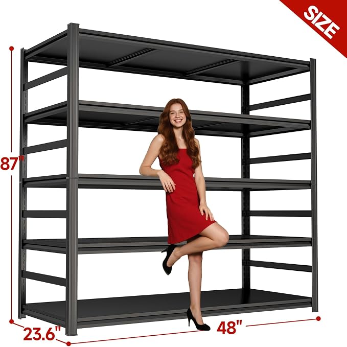 87" H Garage Shelving 5 Tier Storage Shelves Heavy Duty 3800LBS Adjustable - Image 2