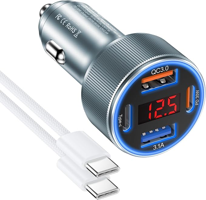 Car Phone Charger for iPhone 16 15, Besgoods USB C Car Charger Adapter 4 Ports by Besgoods