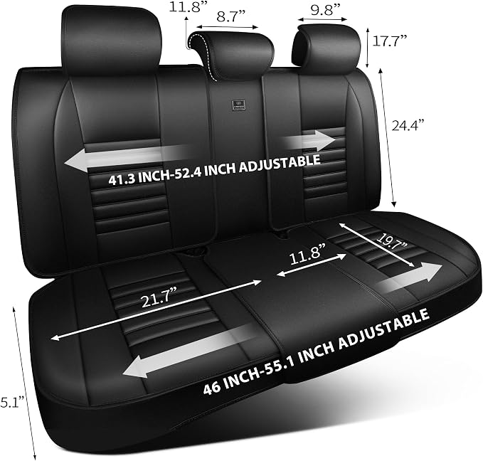 CAR PASS Back Seat Covers, Nappa Leather Rear Seat Bench Cushion Lined Sponge - Image 6