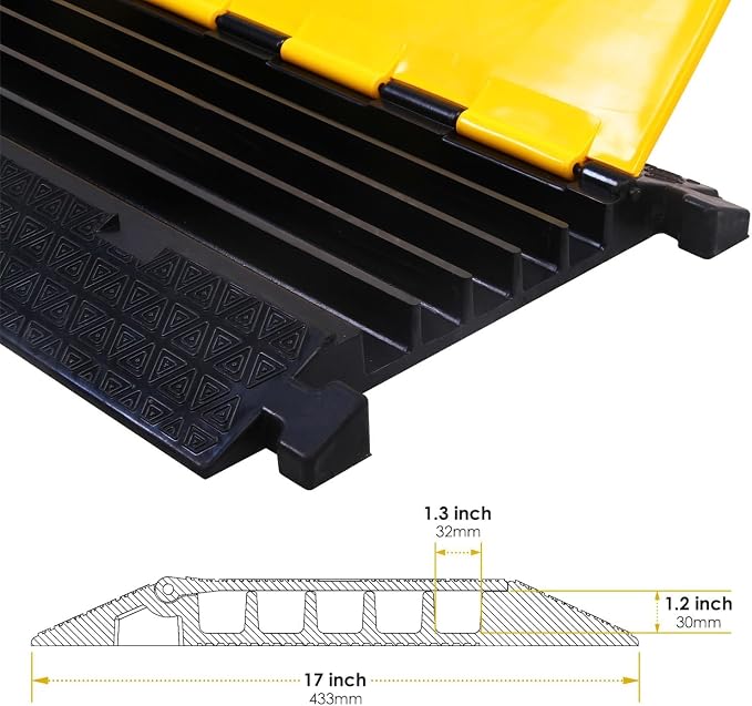 OrangeStar 2-Pack Rubber Cable Protector Ramp Heavy Duty 5-Channel Wire Cord - Image 5
