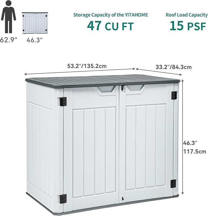 YITAHOME Extra Large Outdoor Horizontal Storage Shed, 4.5x4ft Resin Tool Sheds - Image 7