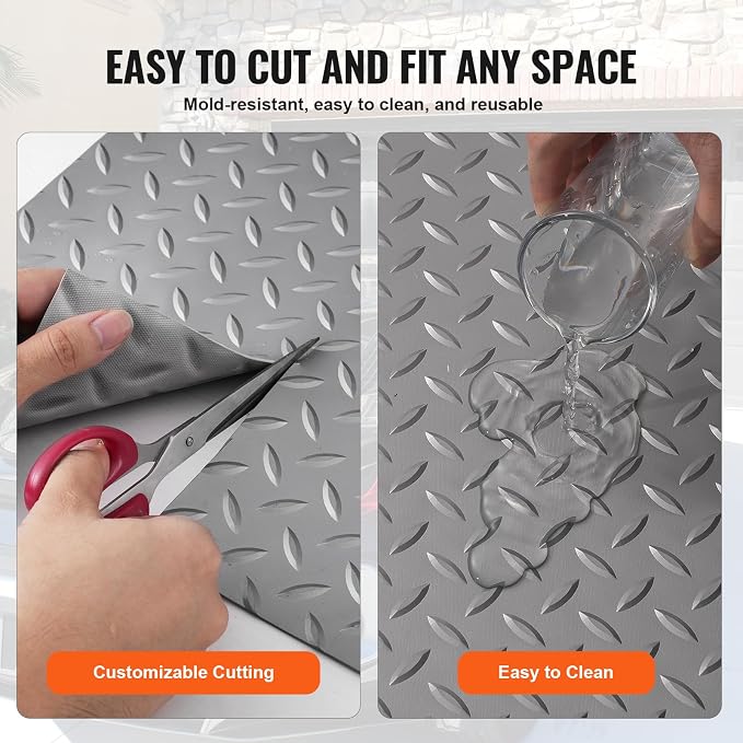 VEVOR Garage Floor Mat, 19 x 4.9 FT PVC Garage Flooring Roll, Non-Slip Diamond - Image 5
