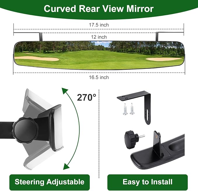 Golf Cart Mirrors Kit for EZGO Club Car Yamaha, No-Drilling Night Safety - Image 3