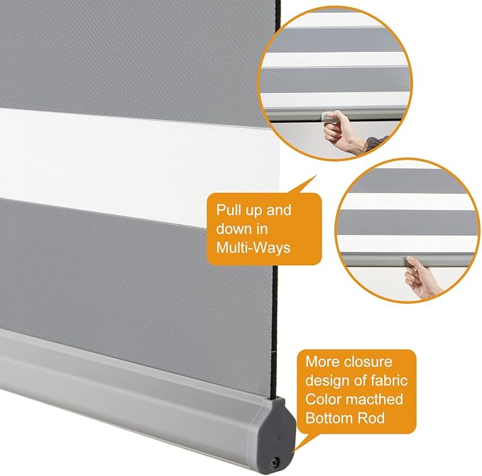 Persilux Zebra Blinds for Windows, Cordless Roller Blinds Light Filtering Sheer - Image 3