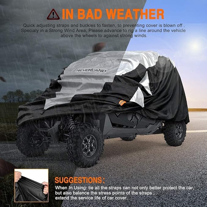 Neverland UTV Cover Waterproof 300D Heavy Duty 2-3 Seater/4-6 Seater 4 Door - Image 7