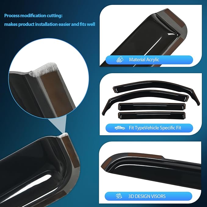 Nilight Vent Window Visors for Volkswagen Tiguan 2018 2019 2020 2021 2022 2023 - Image 2