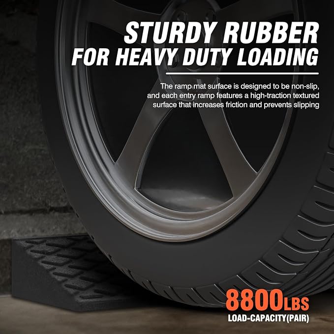 DNA MOTORING 2pcs 2" Rise Rubber Curb Ramp Heavy Duty Loading Driveway Ramp - Image 3