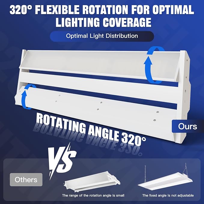 JTT LED Linear Shop Lights 200/150/100W, 30000LM 360° Adjustable Led High Bay - Image 3