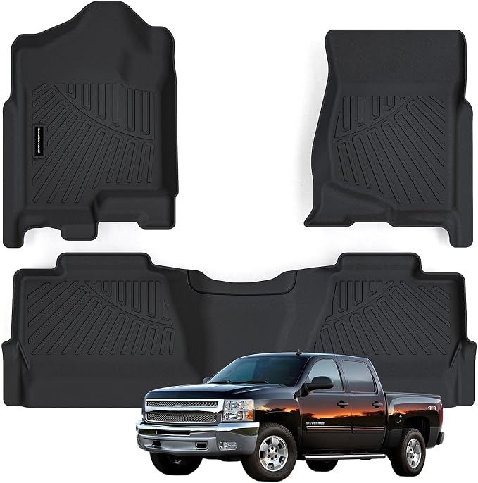 Floor Mats for 2007-2013 Chevy Silverado & GMC Sierra 1500 Crew Cab 2007-2014 by SANBAN-AXE