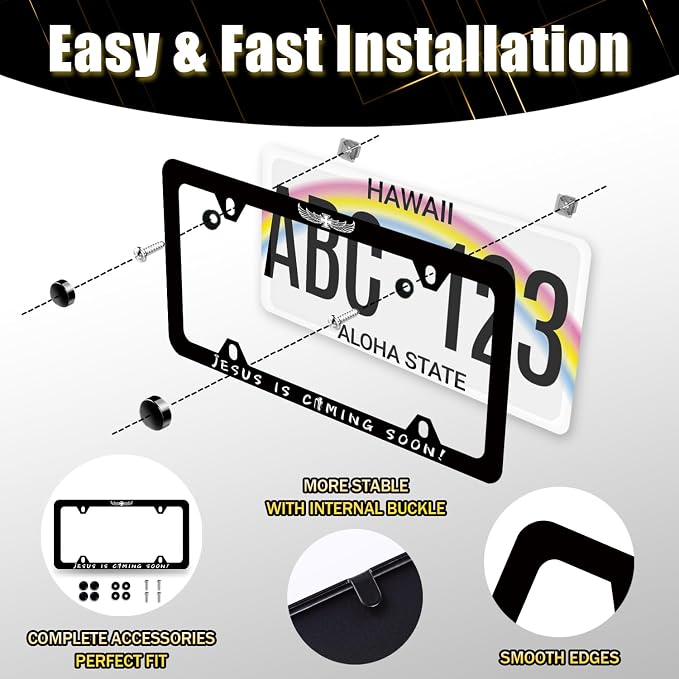 Jesus is Coming Soon License Plate Frame Christian Cross License Plate Holder - Image 5