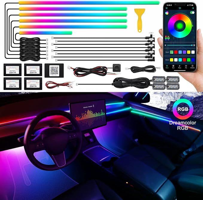 Dreamcolor Acrylic Interior Car LED Strip Light by MAODANER