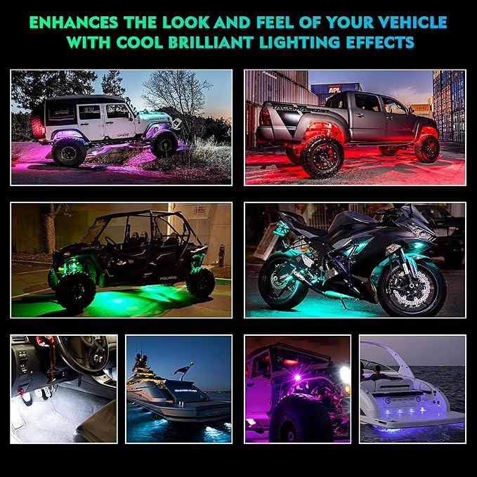 Xprite Bluetooth RGB LED Rock Lights Kit, Motorcycles, Boats - Image 7