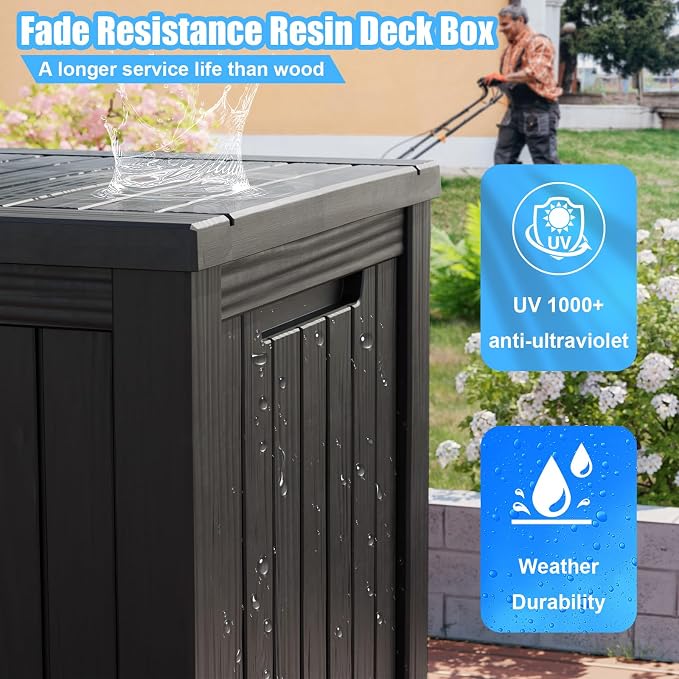 200 Gallon Lockable Resin Deck Box, Waterproof & UV-Resistant Outdoor Storage - Image 6