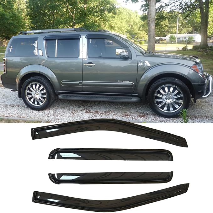 4pcs Side Wind Deflector, Out-Channel Tape On Sun Rain Guards, Dark Smoke Nice by Deebior