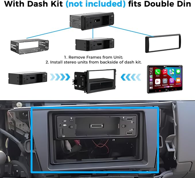 PLZ Single Din Car Stereo Wireless Apple Carplay Android Auto Radio, 10.1" Car - Image 6