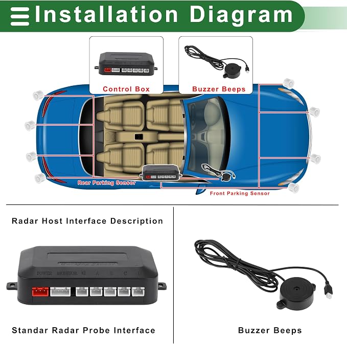 Motoforti Universal Car Auto Vehicle Reverse Backup Radar System Reverse - Image 3