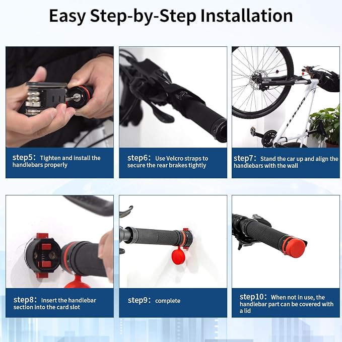 Mountain Bike Handlebar Wall Mount, Space-Saving & Easy Installation, Sturdy - Image 5