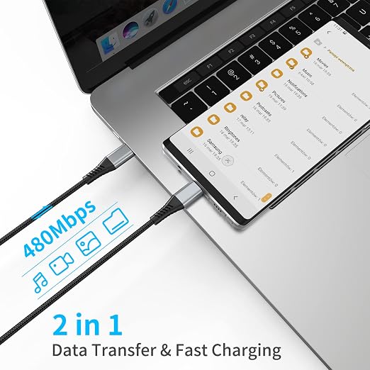 2ft USB C to USB C Cable, 3 Pack Braided USB C to C Charging Cord 60W/3A Type C - Image 4