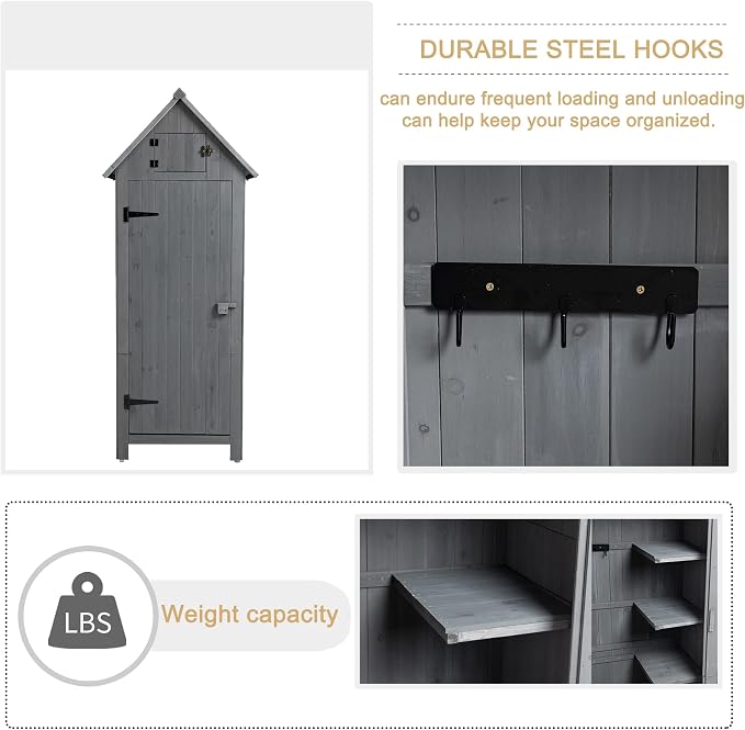 30.3" L X 21.3" W X 70.5" H Outdoor Storage Shed - Image 7