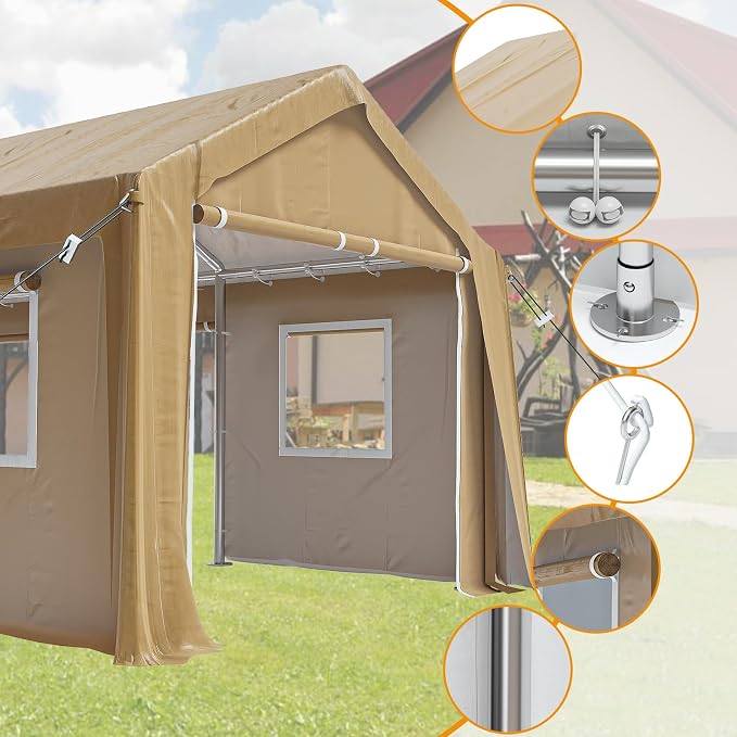10x20ft Heavy Duty Carport Outdoor Canopy Portable Garage - Image 3