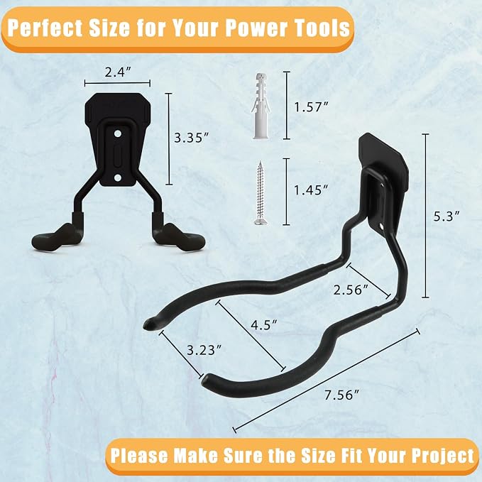 Garden Power Tool Hanger, Garage Wall Hooks, Weedeater Rack, String Trimmer - Image 2