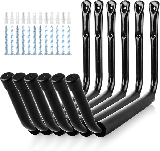 6 PCS 15 Inch Garage Hooks Heavy Duty Kayak Storage Hooks Hanger Black Kayak by Unknown