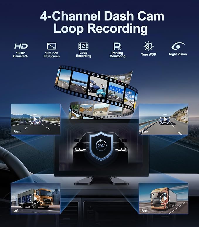 4 Channel 1080p Backup Camera Dash Cam - Image 3