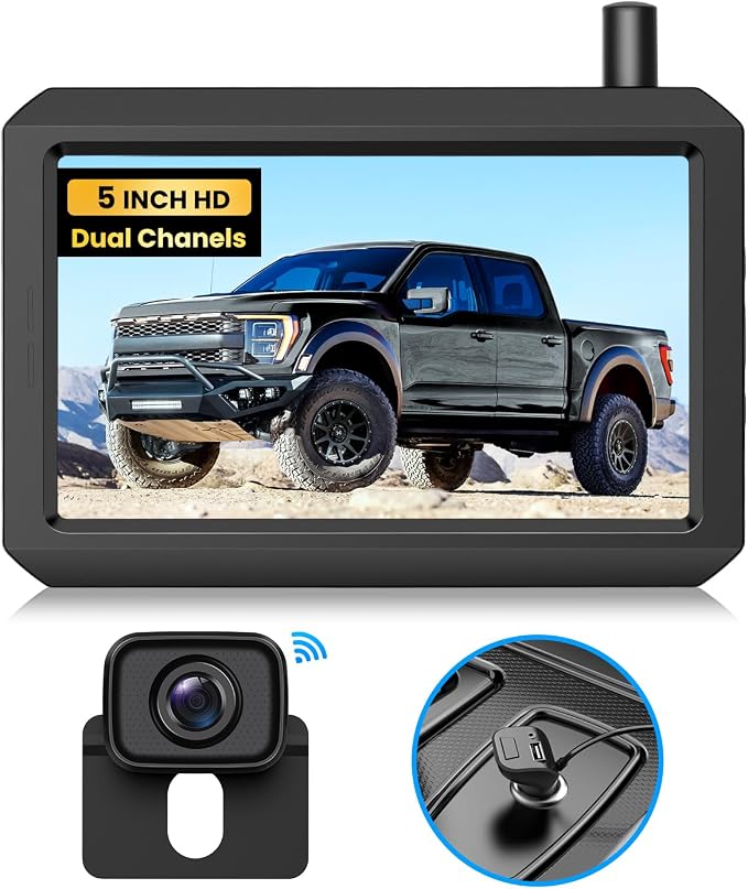 Wireless Backup Camera for Trucks: 5 Inch HD Monitor, Easy Install Stable by AUTO-VOX