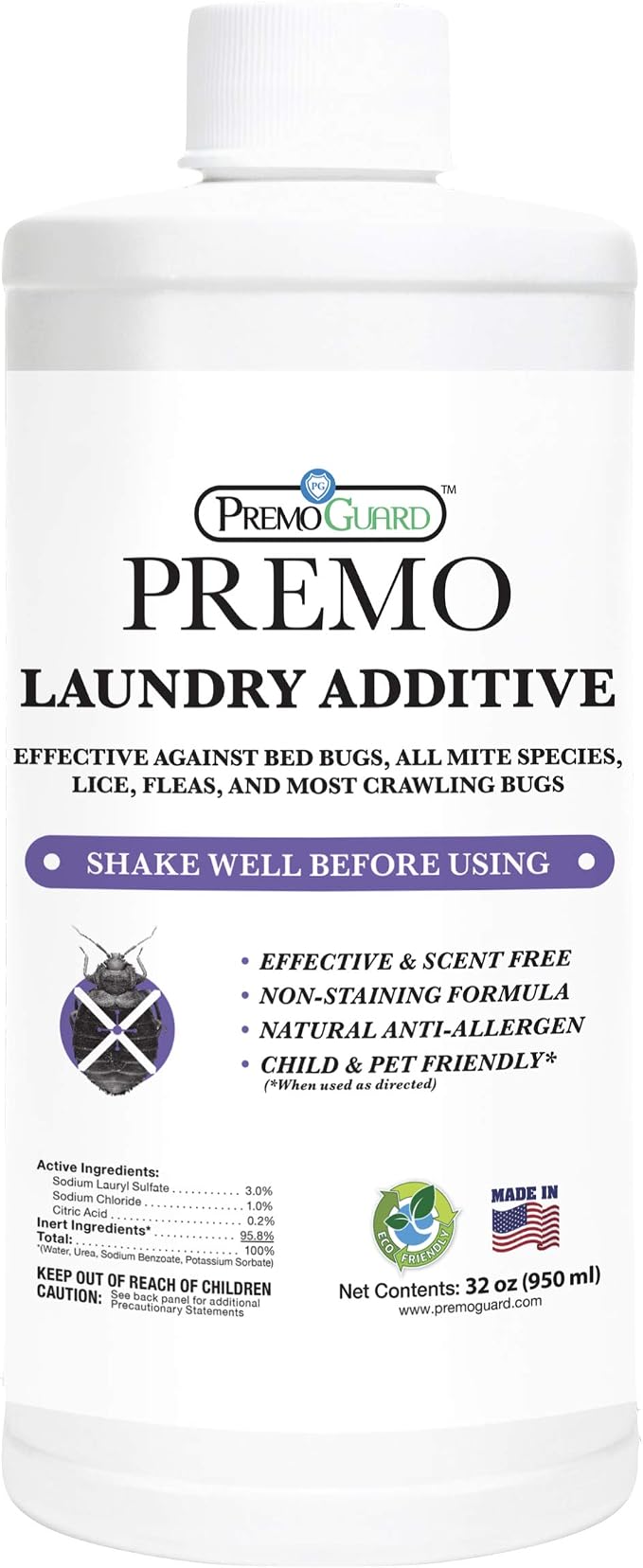 Premo Guard Bed Bug & Mite Laundry Detergent Additive 32 oz – Child & Pet by PremoGuard