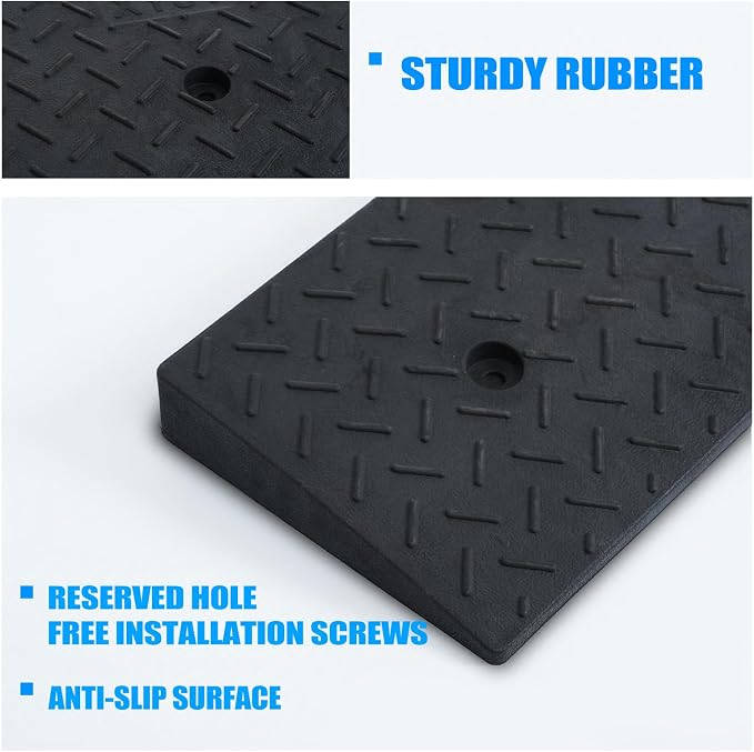 2 Pack 3.5'' Rise Rubber Curb Ramp Heavy Duty Loading Rubber Curb Ramps 3 Tons - Image 5