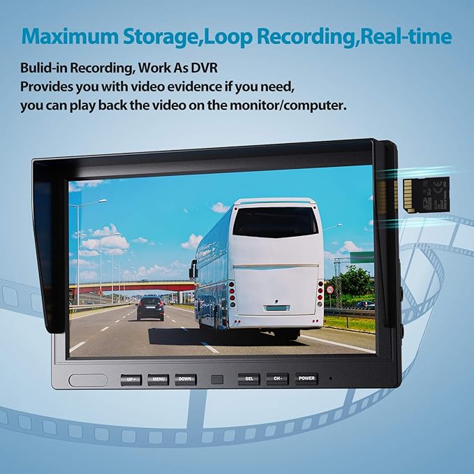 Fookoo Ⅱ HD Wired Backup Camera System Kit, 10 inch Dual Split Screen Monitor - Image 5