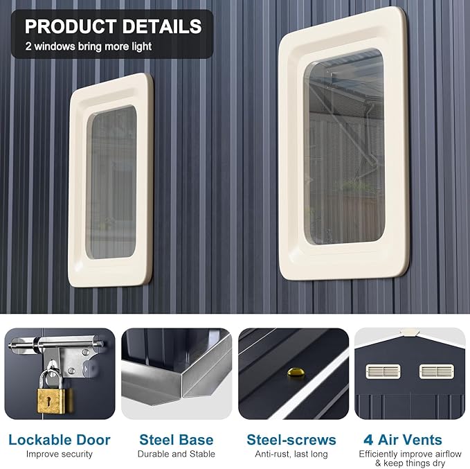 10x12 FT Metal Outdoor Shed - Image 6