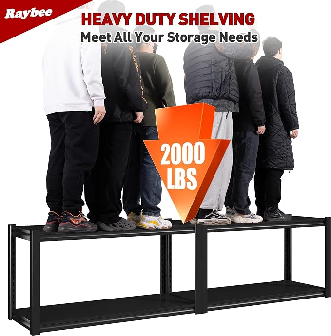 Raybee 40" Wide Heavy Duty Garage Storage Shelves, 3 Pack, Adjustable 4 Tier - Image 4