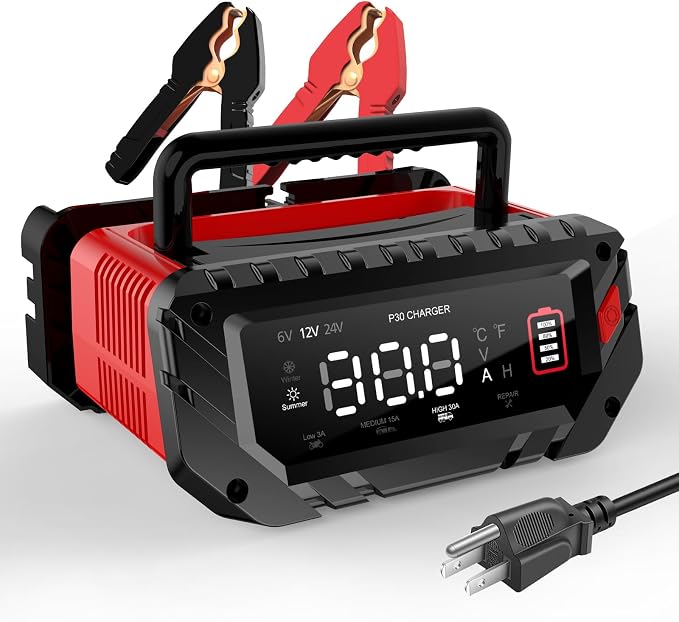 30-Amp Car Battery Charger, 6V/12V/24V Smart Automatic Automotive Charger by AorikaAutomotiveProducts