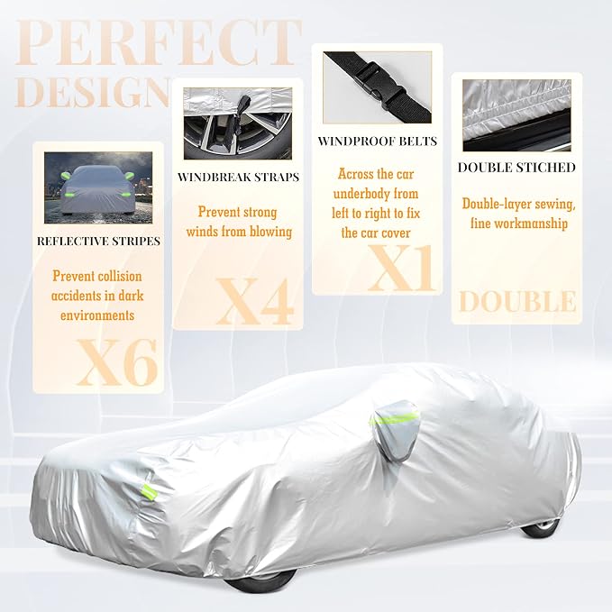 Waterproof Car Cover All Weather Snowproof UV Protection Windproof Outdoor Full - Image 7