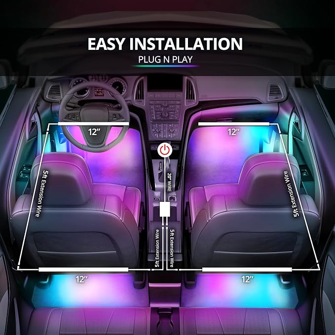 OPT7 Aura DreamColor RGB-IC LED Car Interior Light Strips, Color Chasing Light - Image 6