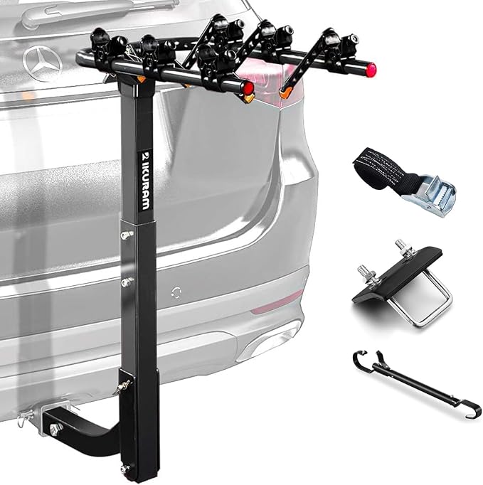 3 Bike Rack Bicycle Carrier Racks Hitch Mount Double Foldable Rack by IKURAMR